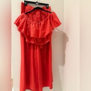 Banana Republic Red Ruffled Dress